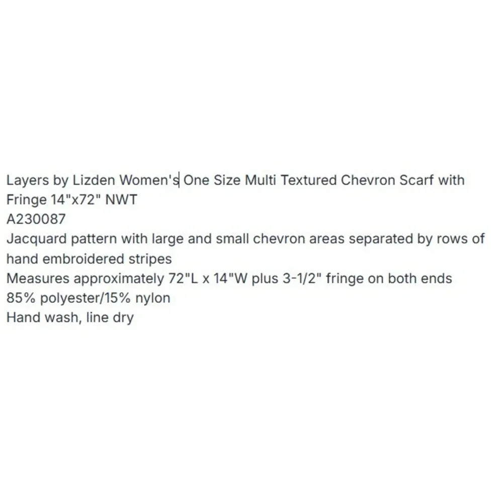 Layers by Lizden Womens One Size Green Multi Textured‎ Chevron Scarf with Fringe